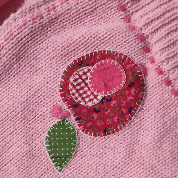 Y2K OshKosh B'gosh A For Apple Pink Knit Toddler Sweater 3pc Set 12/18m - Picture 8 of 11